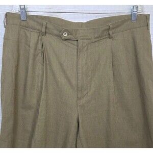 GREG NORMAN Linen Blend Chino Style Short 9.5" Pleated Front Dark Sand Men's 38